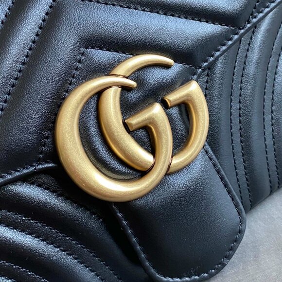 ✨Gucci Black Leather GG Marmont Bag with Gold Chain - Picture 9 of 9